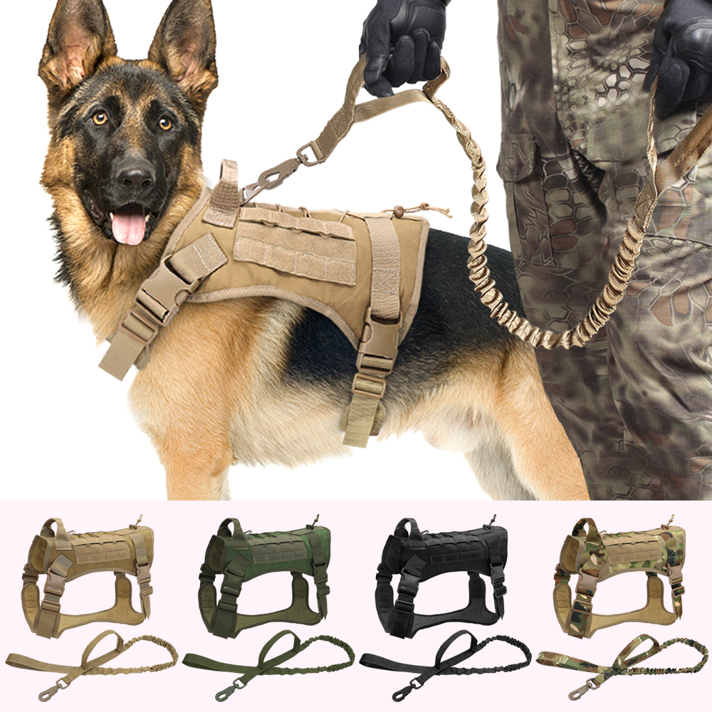 

Tactical Dog Harness Vest Military K9 Working Dog Clothes Harness Leash Set Molle Dog Vest For Medium Large Dogs German Shepherd 201126