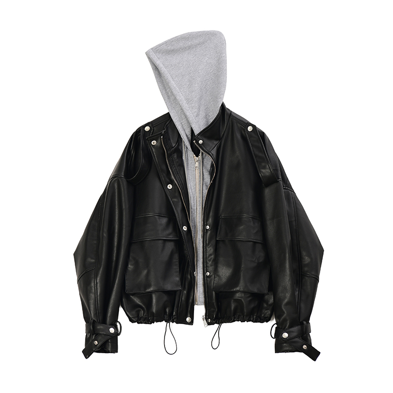 

2021 New Nova Inverno Mulheres Jaqueta Plutnio Solto Capuz Do Falso De Couro Feminino Zper Biker 3VDN, Black