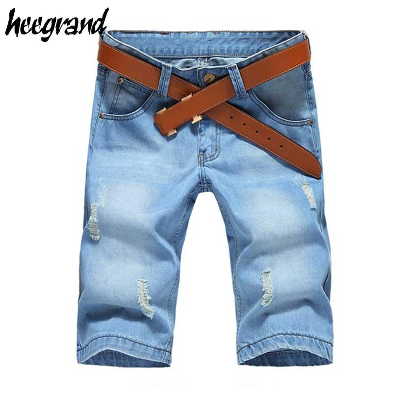

Men Plus Size Jeans 2020 New Casual Men's Solid Slim Fit Short Jeans Male Sky Blue Big Size Denim Shorts MKN636