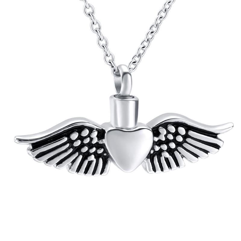 

316L Stainless Steel Heart Cremation Jewelry Angel Keepsake Memorial Urn Necklace for Keepsake Pet Holder