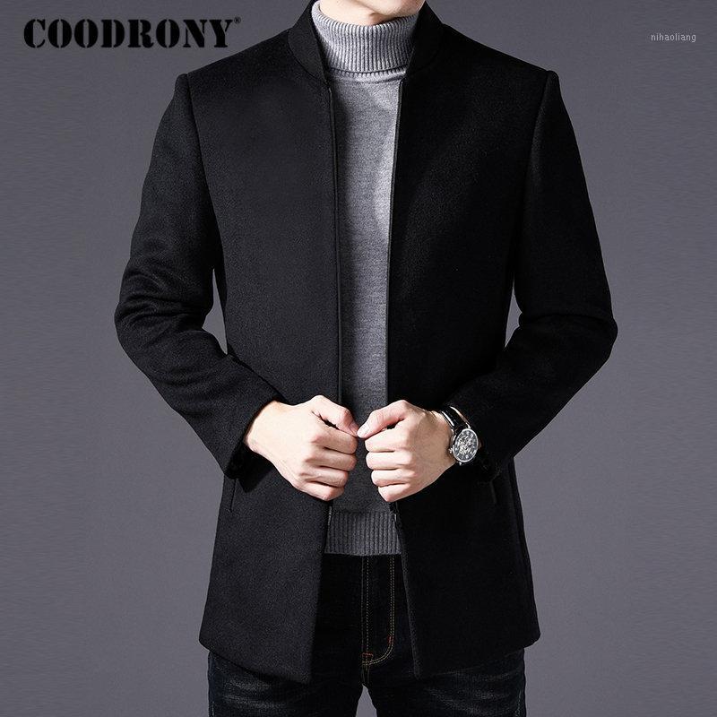 

COODRONY Men Coat Winter Thick Warm Wool Coat Men Clothes 2018 Slim Fit Mandarin Collar Jacket Mens Overcoat Mens Coats C031, Black