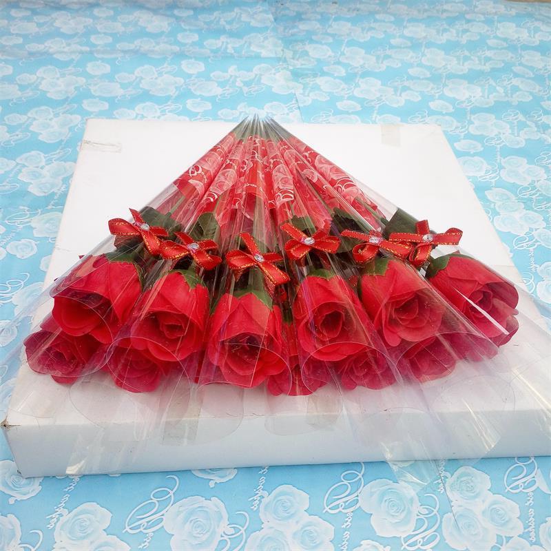 

Single Stem Soap Flowers Artificial Rose Scented Bath Soap For Wedding Valentines Day Mothers Day Teacher Day Decorative Gift, As pic