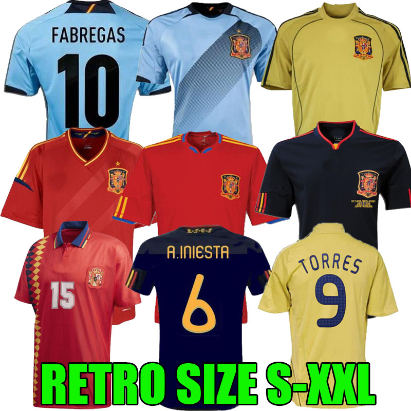 

final 1994 1996 2008 2010 2012 Spain retro soccer jersey FABREGAS XAVI LUIS ENSRIQUE XAVI ALONSO Iniesta PIQUE TORRES camiseta de fÃºtbol, Black;yellow