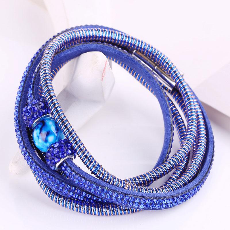 

Charm Bracelets Women Lady Multilayer Crystal Braided Bracelet Magnetic Buckle Wristband Vintage Bangles Gift 8 LL@17