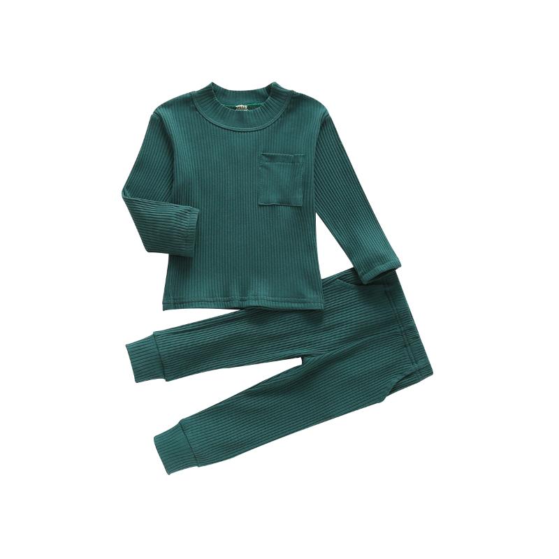 

Two Piece Baby Girls Boys Solid Sets Toddler Children Long Sleeve Pocket O Neck Tops Long Pants Baby Clothing Outfits 6M-3Y, Khaki