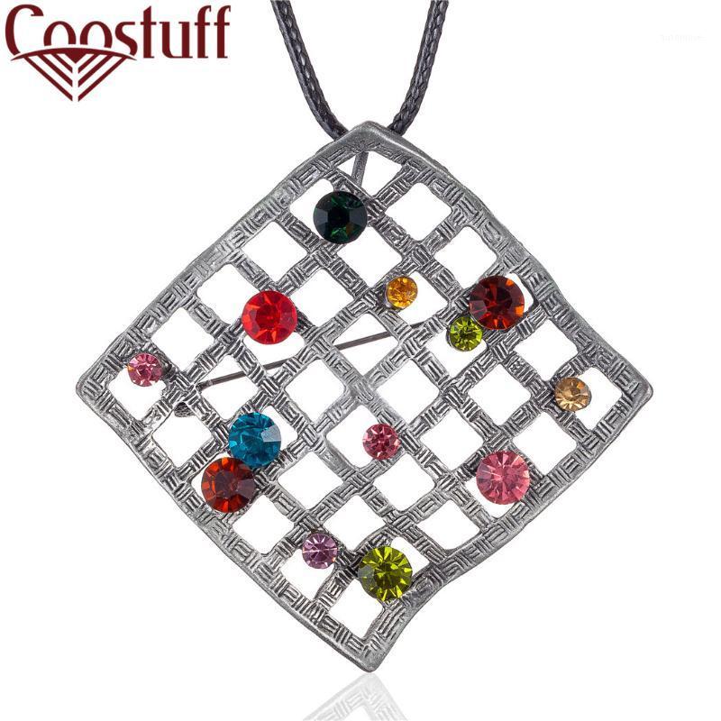 

Vintage Jewelry Long Necklace for Women Square Pendants Crystal Antique Beads Black Rope Chain Jewellery Suspension Choker 20201