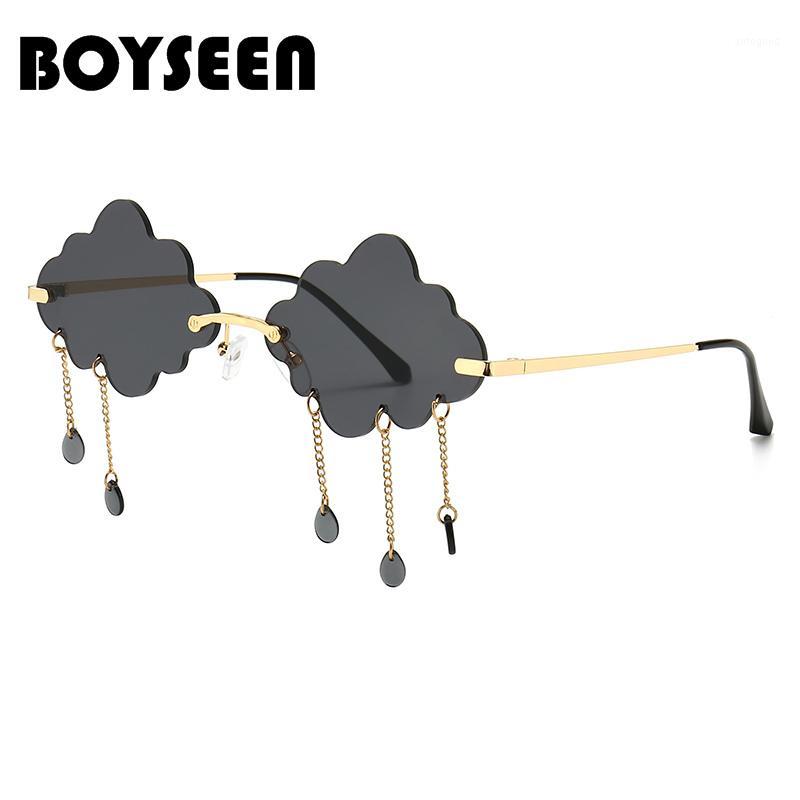 

Sunglasses BOYSEEN Frameless Retro Female Cloud Tassel Steampunk Glasses European And American Party Yun1