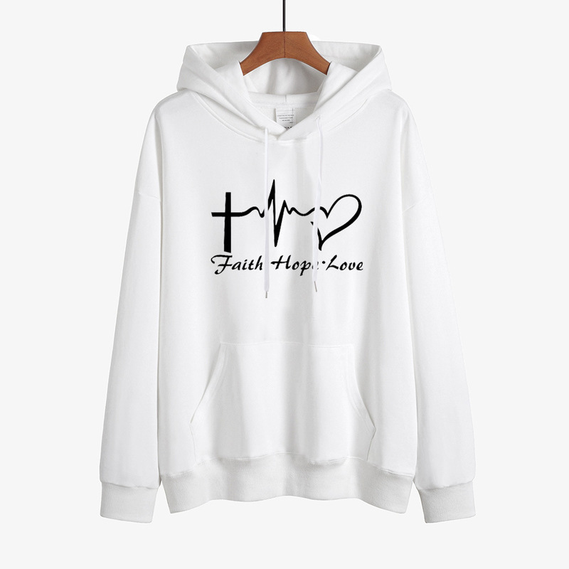 

Februaryfrost Winter Women Hoodies Sweatshirts Casual Plus Size Faith Printed Hooded Sweatshirt Female Loose Christmas Hoodie Warm Tops, Yellow