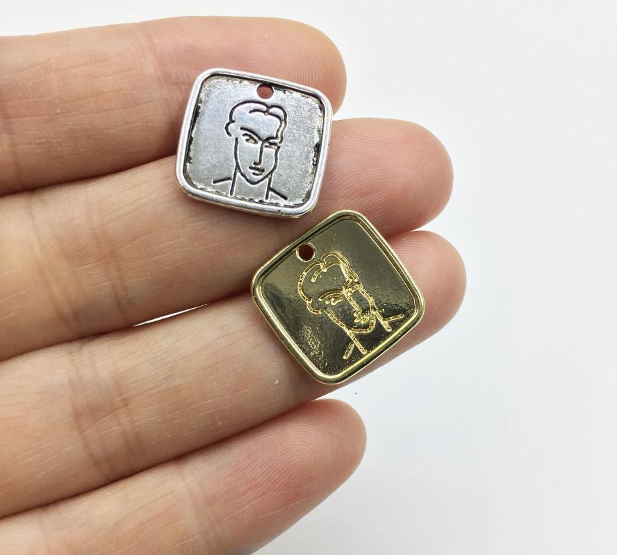 

Eruifa 11mm 20pcs New Popular Men Head Double side Coin Zinc alloy Jewelry DIY Charms Pendant 2 Colors1