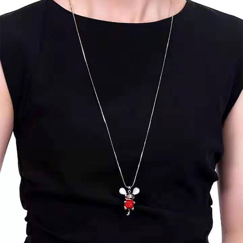 

Fashion Necklace New FreshElegant Simple Cute Glare Mouse Lady Necklace Bow Strip Long sweater chain Accessories