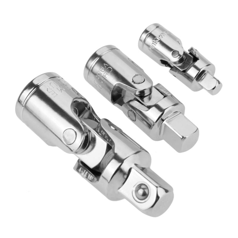 

DRELD 1Pc 1/4" 3/8" 1/2" Universal Joint Set Ratchet Wrench Angle Extension Bar Socket Adapter Chrome-vanadium Steel Hand Tool