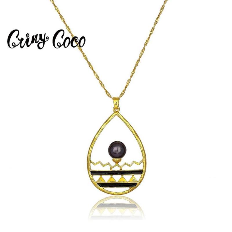 

Cring Coco 24inch Necklace Hawaii Polynesian Style Gold Color Water Drop Pearl Pendants Chains Necklaces for Women Girls Gifts