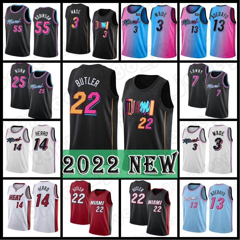 

Jimmy 22 Butler Bam 13 Adebayo Dwyane 3 Wade Basketball Miamis Jersey Kyle Tyler 14 Herro 7 Lowry 55 Robinson Kendrick 25 Nunn Heats Men city, Black;red