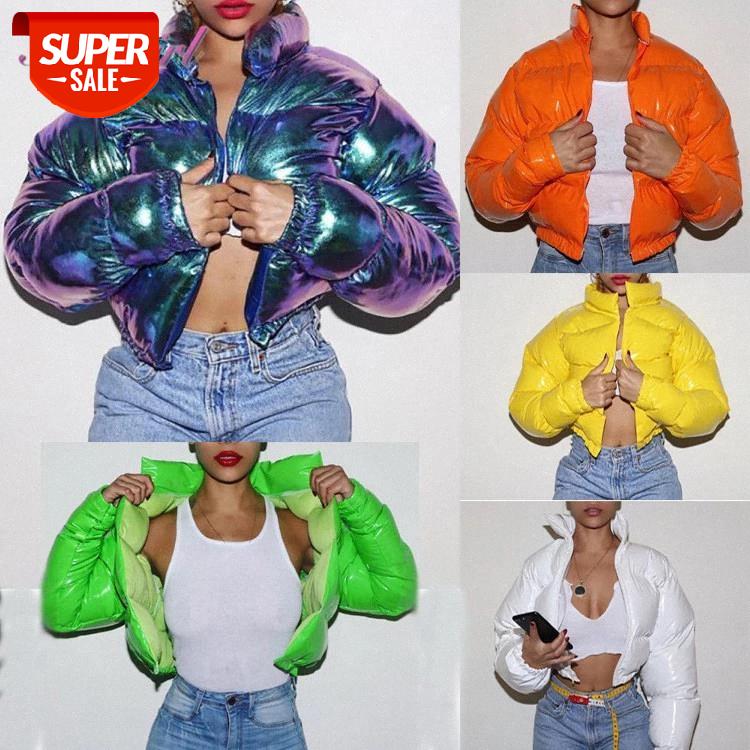 

Women Down Jacket Casual Neon Color Long Sleeve Zippers Warm Parka Down Bubble Coat Autumn Winter Warm Thick Outdoor Overcoat #jK5j, Black;brown