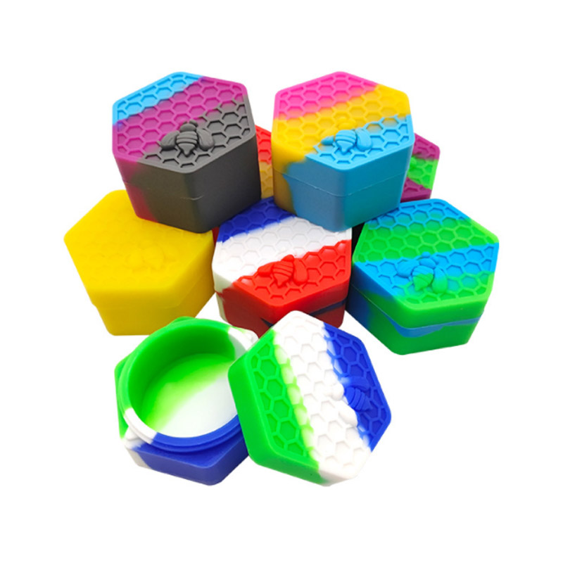 

26ml Box Storage Silicone Dab Containers Hexagon Nonstick Honeybee container food grade jars holder Tool DHL Free
