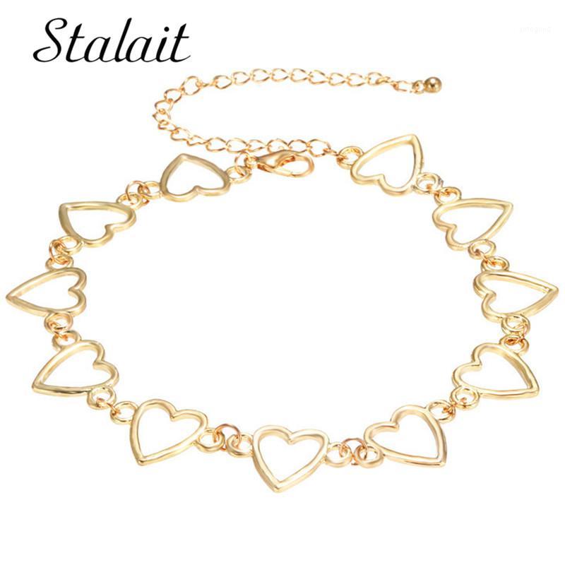 

Chokers Alloy Heart Shaped Short Love Hollow Clavicle Chain Necklace Choker Valentine's Day Gifts Wedding Accessories Women Girl Jewelr