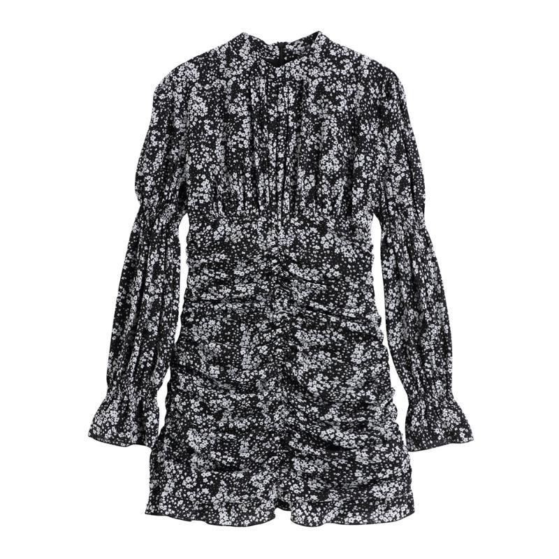 

Lauri Laki Floral Print Party Dress Women Elegant Bohemia Mini Sexy A-line Dress Vintage Long Sleeve Dresses 2021 Beach Wear, Beige