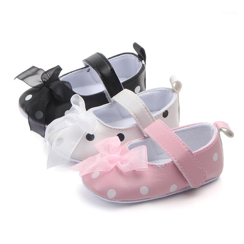 

New hot sale Baby Girl Infant polka dot bow princess shoes toddler shoes baby Soft Sole PU Leather First Walkers1, Black