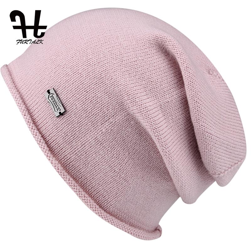 

FURTALK Wool Cashmere Autumn Winter Women Hat Knit Skullies Beanies Slouch Braided Winter Hat For Women, Grey