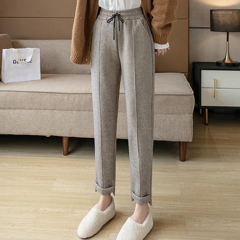 

Winter Pants For Women Velvet Thick Warm Straight Pant High Waist Fleece Mom Vintage Looses Casual Ankle-Length Trousers1, (regular)khaki