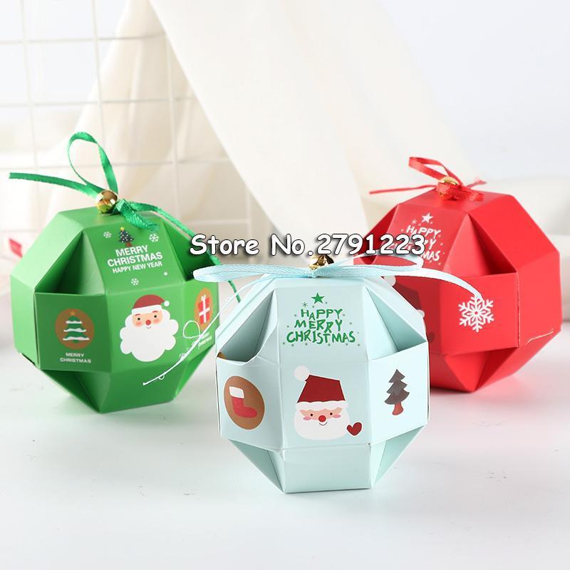 

10PCS Merry Christmas Creative Candy Box Bag Christmas Tree Gift Box With Bells Paper Gift Bag Container Party Supplies1