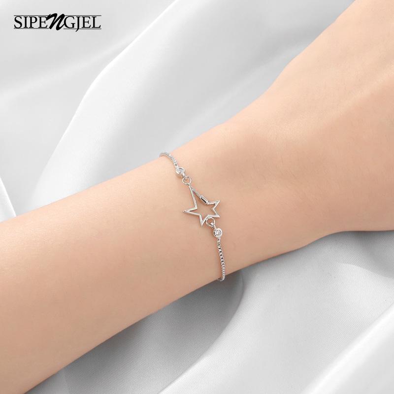 

Fashoin Cubic Zircon Small Geometric Star Bracelet Open Adjustable Charm Bracelet For Women Jewelry