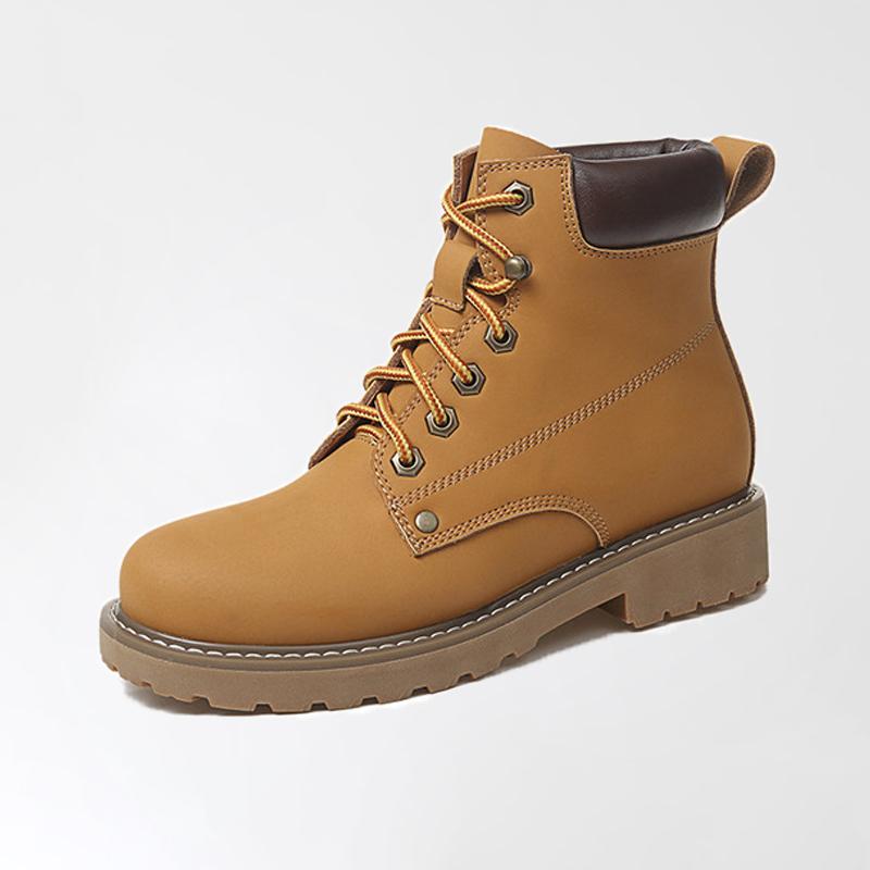 

2021 Warm Fur Winter Boots Women Fashion Lace Up Platform Boots New Ankle for Women Autumn Round Toe Motorcycle Shoes, Yellow boots