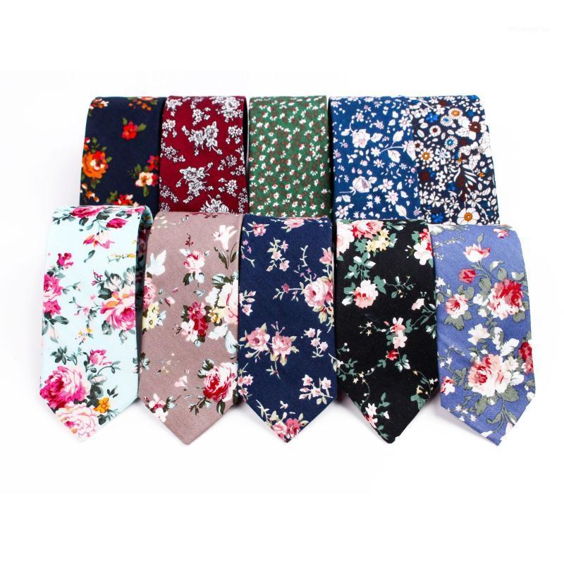 

New 6.5cm Floral Narrow Tie for Mens Cotton Neckties Classic Skinny Neck Ties Texture Wedding Party Gravata1