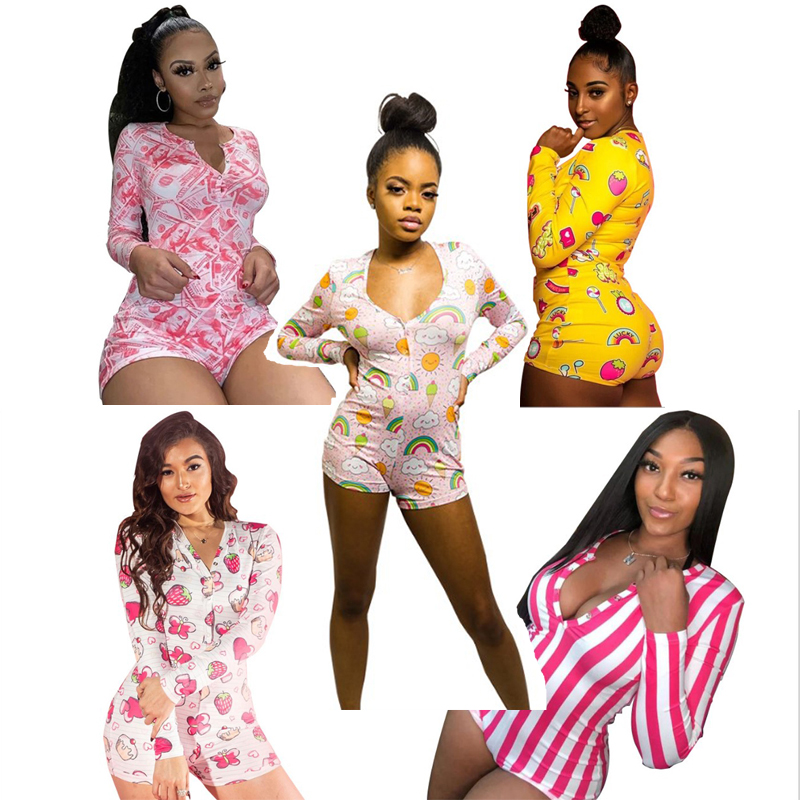 Stretchy Sexy Onesie Pajamas Adults Women Plus Size Button Bodysuit Leotard Short Sleepwear Jumpsuit Rompers Onsie Party-image-580824691