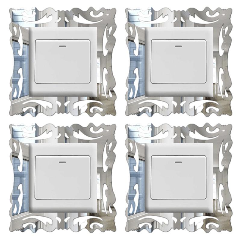 

4 PCS New Mirror Switch Sticker Mirror Wall Sticker Decorated with Adhesive Home Decoration