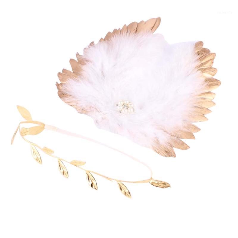 

Sweet Newborn Baby Girls Photo Prop Angle Wing with Leaf Headband Set Gift for Baby Shower (Gold)1, Silver