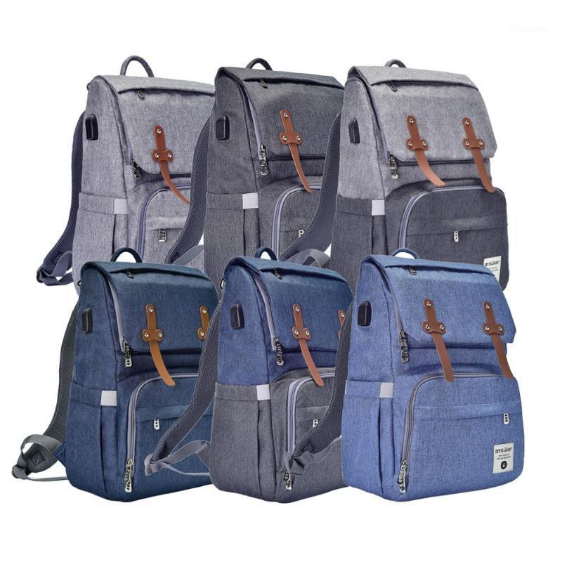 

New Fashion Baby Diaper Bag With USB Large Nappy Bag Maternity For Mummy Daddy Waterproof Laptop Travel Backpack Nursing Bags1, Black