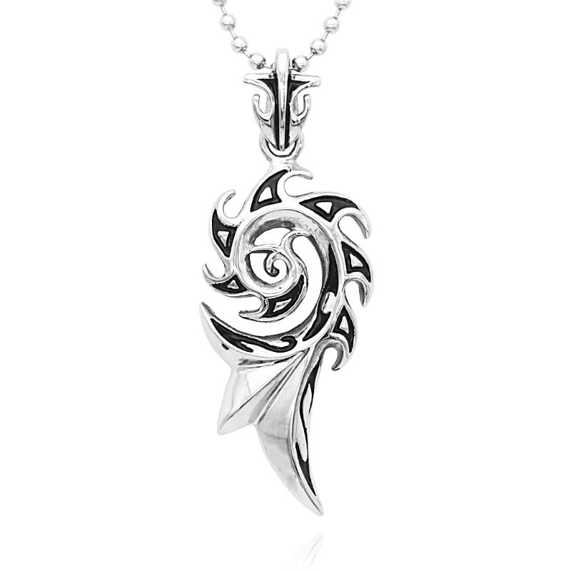 

Mens Stainless Steel Round Dragon Flame Pendant Chain Necklace Jewelry