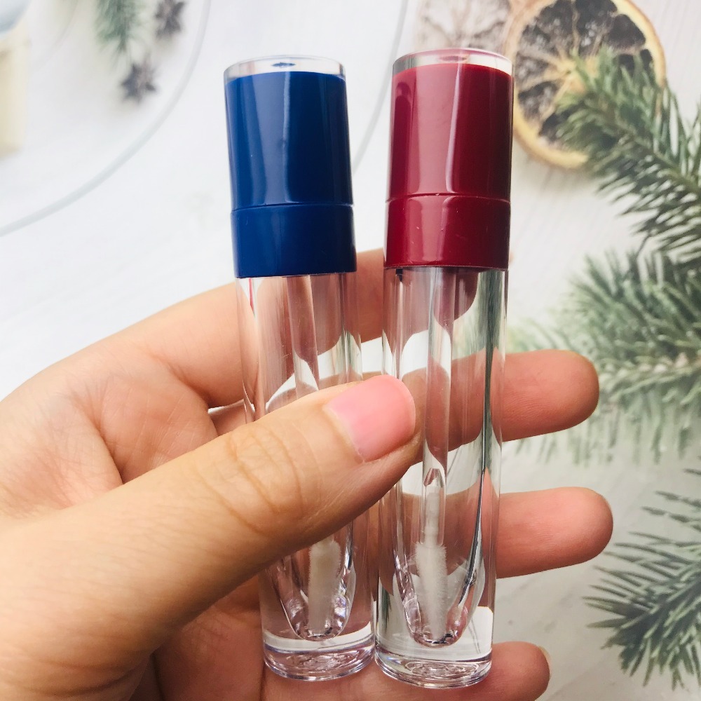 50/7ml Empty Lip Gloss Tube Clear Lip Glaze Bottle Light Blue Cap,DIY