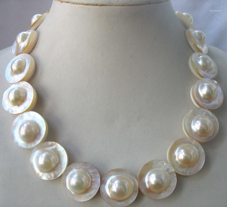

! SOUTH SEA MABE PEARL WHITE necklace 18inch nature wholesale FPPJ1