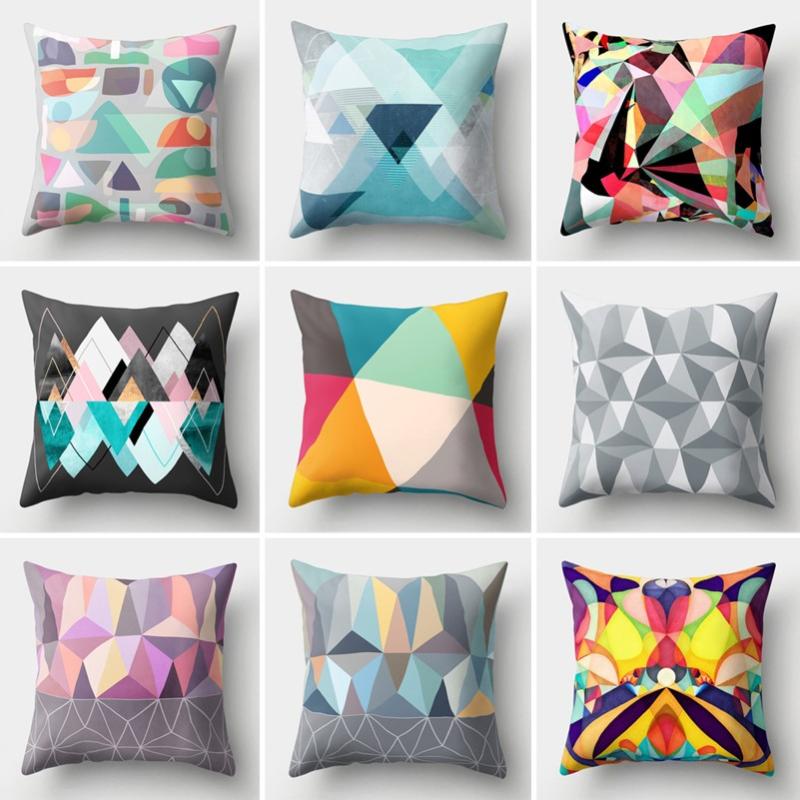 

45*45cm Colorful Abstract Geometric Cushion Cover Polyester Throw Pillows Square Cushions for Sofa Home Decoration Pillowcase