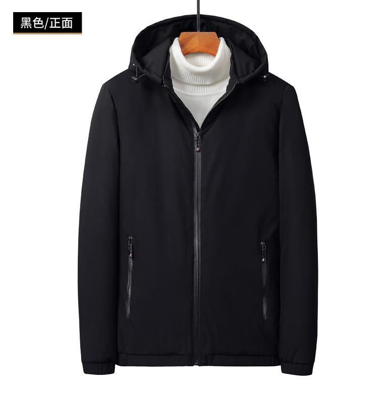 

2021 New Warm Men Coat Autumn Thick Hat Male Men's Winter Down Cotton Jacket with Hood 2L0J, Black