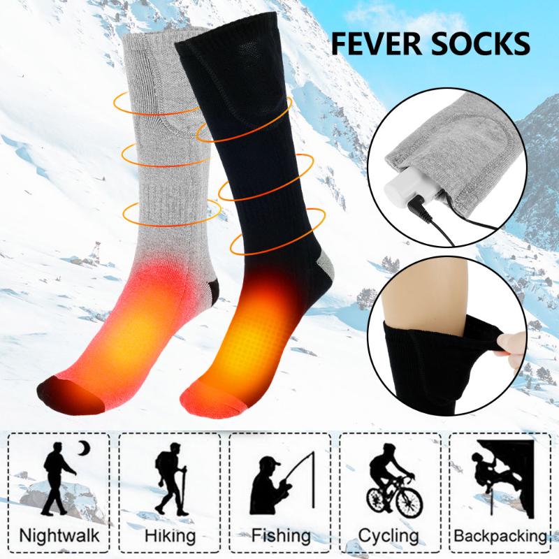 

1Pair Electric Heated Socks Adjustable Three Mode Elastic Comfortable Resistant Winter Warm Sock for Outdoor Hiking Skiing Sport, Black