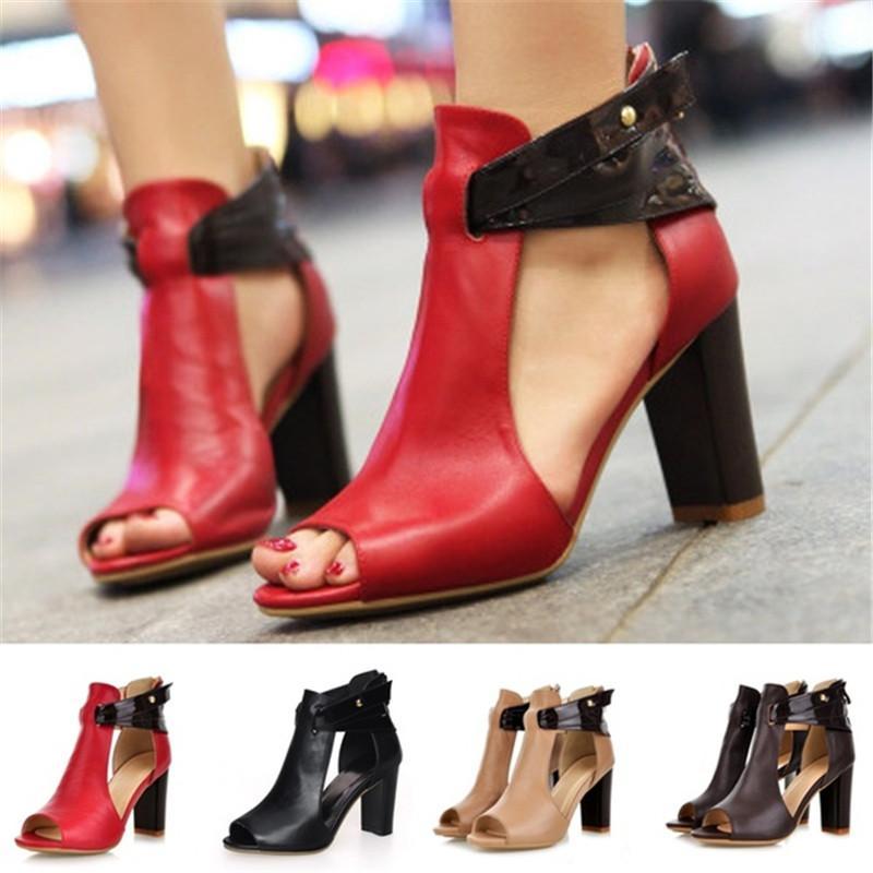 

new fashion Size 32-43 Women's Natural Real Genuine Leather High Heel Sandals Gladiator Ladies Fashion Heels Platform Sandals Sh1, Khaki