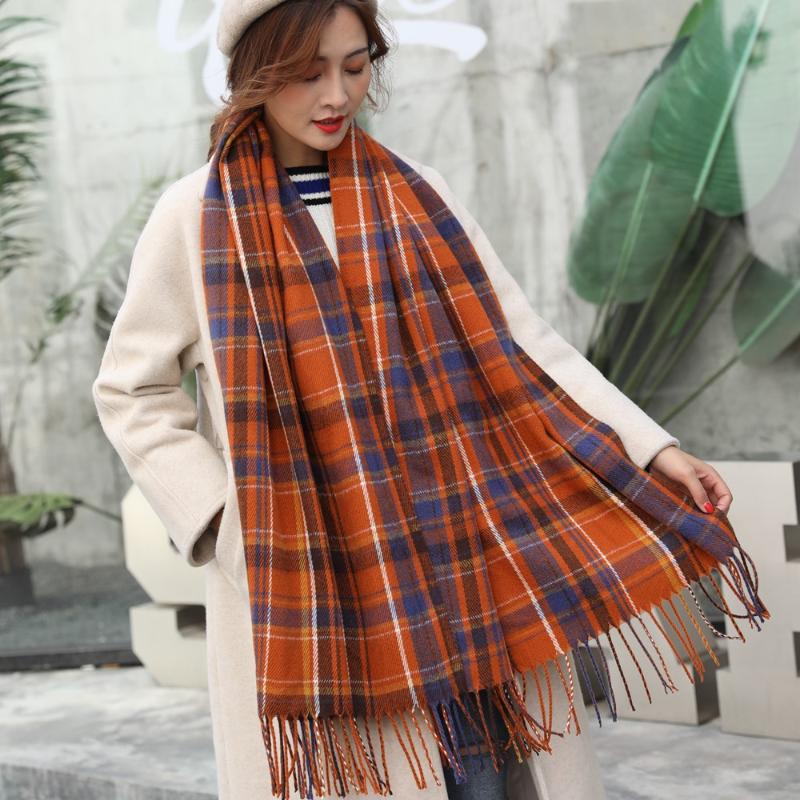 

2020 Plaid Scarf Women Cashmere Scarves Ladies Winter Scarf for Women High Quality Luxury Warm Female Shawl Thicker Poncho