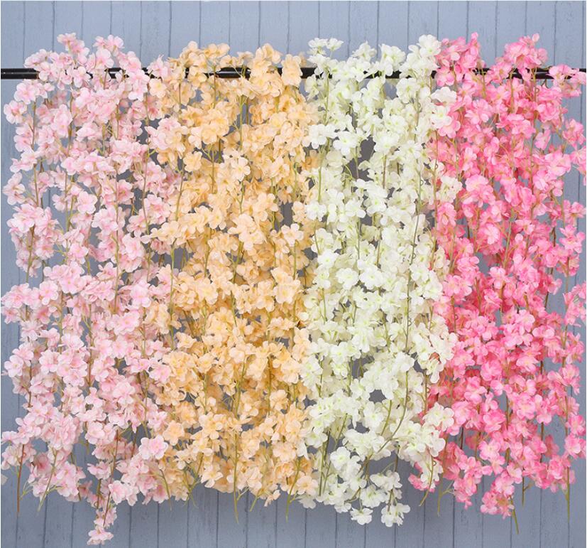 Simulation cherry Decorative Flowers rattan wedding string decoration hanging Wreaths-image-640766584