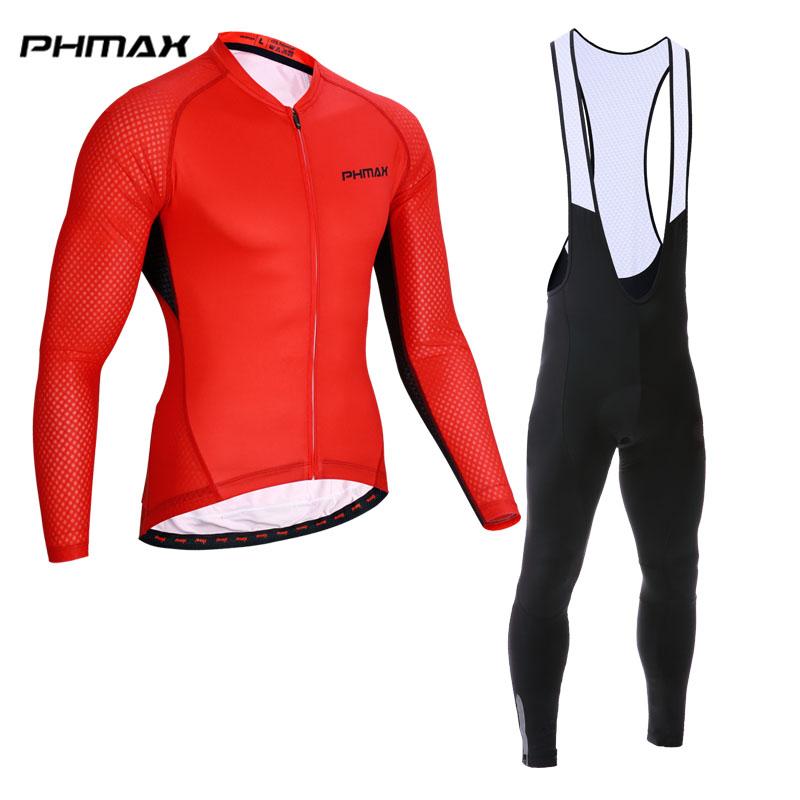 

PHMAX 2020 Pro Anti-UV Cycling Jersey Set 5 Colors Long Sleeve MTB Bike Cycling Clothes Racing Bicycle Set For Men, Normal cycling set