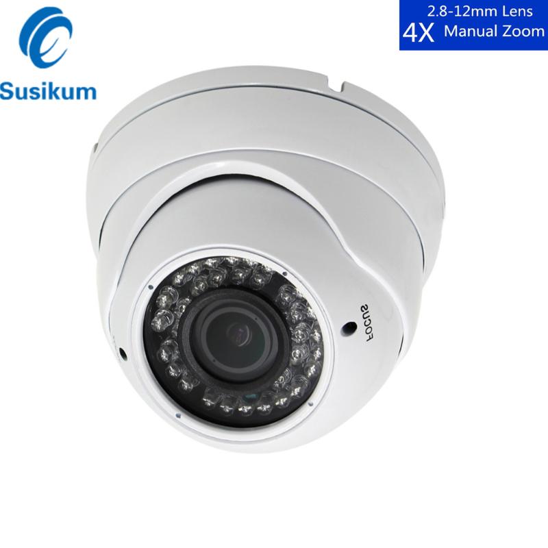 

2MP Security IP Camera Dome 2.8-12mm Manual Zoom Lens Metal Vandalproof 36Pcs Leds Infrared 1080P POE IP Camera