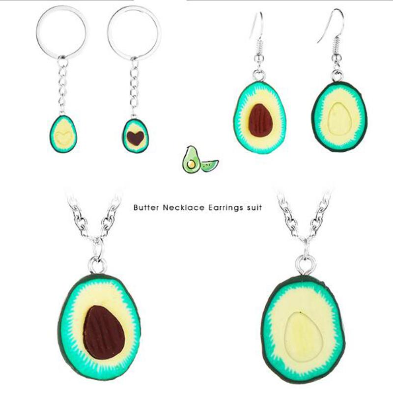 

Newest Fashion Green Color Fruit Pendant Chain Necklace Cute Avocado Heart Shape Necklace For Women Jewelry Accessories X213