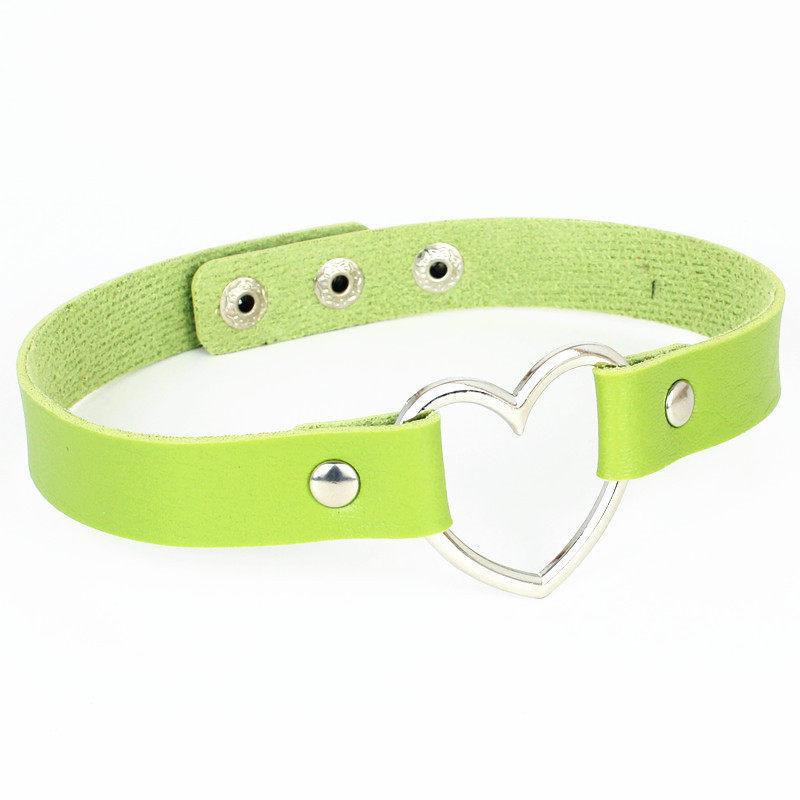 

Fashion Female Choker Trendy Stainless Steel Heart Chokers Necklaces Colorful Leather Buckle Belt Jewelry for Women Men colar