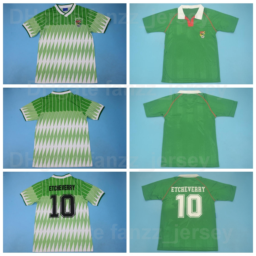 

National Team Retro Bolivia 10 ETCHEVERRY Soccer Jerseys 1994 1995 Vintage Classic Color Green White Football Shirt Kits Uniform For Sport Fans Custom Name Number
