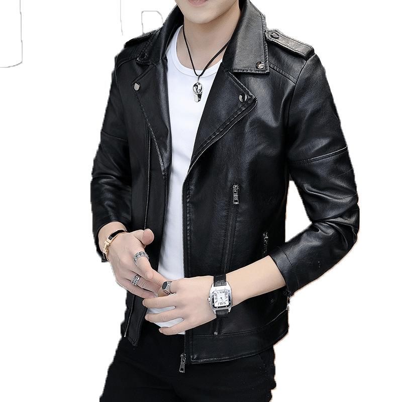 

2021 Autumn Winter Black Leather Jacket Men Fur Lapel Warm Motorcycle Slim Fit Street Fashion Biker Coat Zipper New Men's Korean