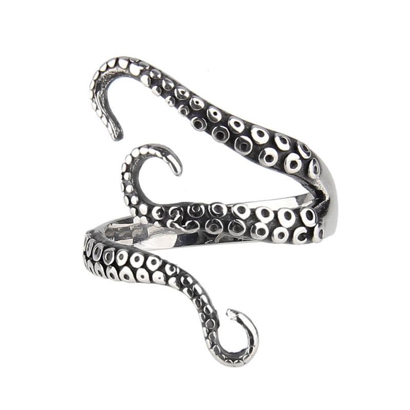 

Octopus Tentacles Steel Stainless Retro Finger Open Adjustable Ring Cocktail Party