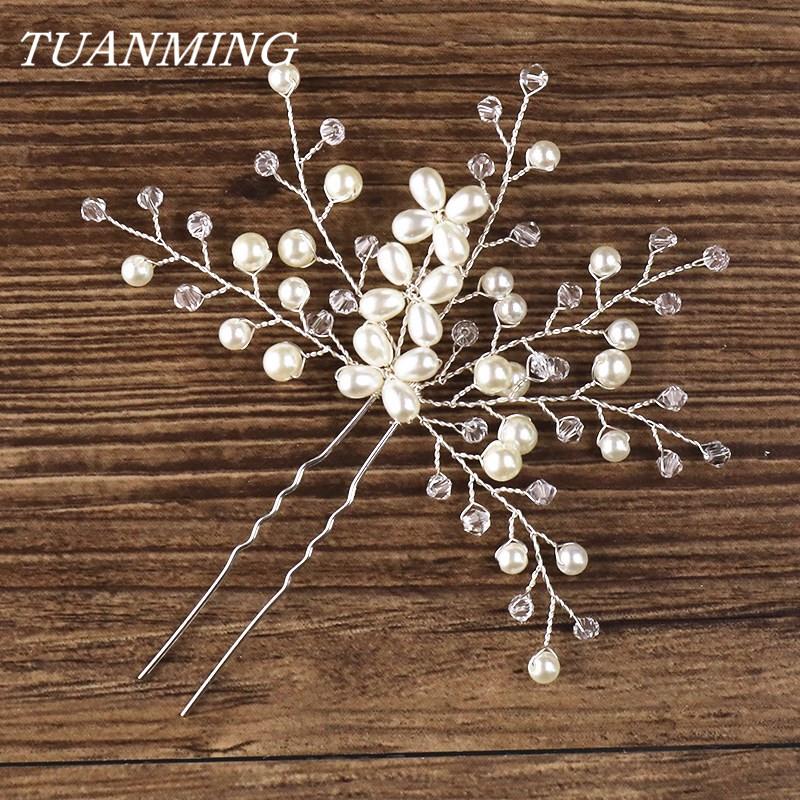 

Hair Clips & Barrettes Bridal Accessories Pearl Beaded Rhinestone Hairpin Flower Pin Stick Wedding Jewelry
