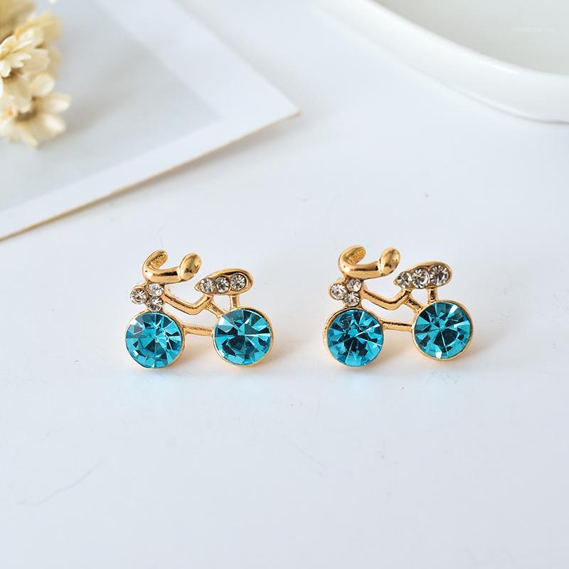 

1pair Real. Golden crystal Bike bicycle Cycle stud Earrings for women girl's Rider Jewelry Free shipping1